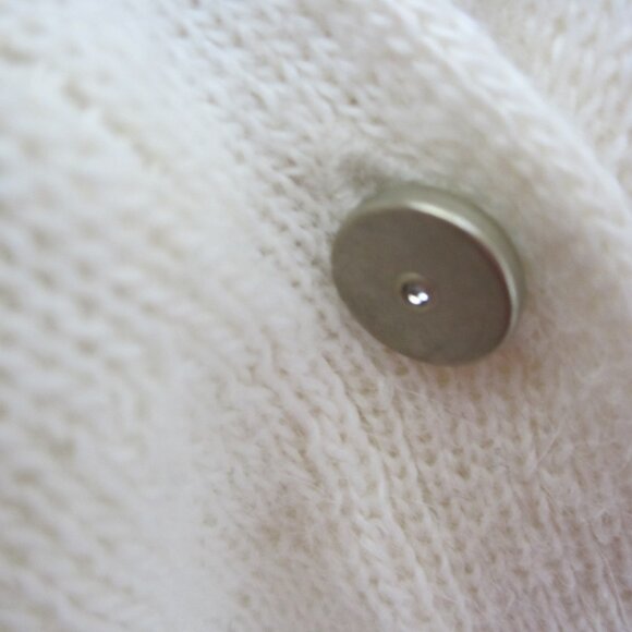 J Crew Women XXS Ivory LS Boyfriend Cardigan Sweater Rhinestone Buttons Alpaca - Picture 3 of 10